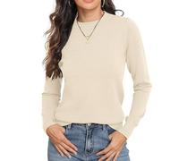 GRECERELLE Pull en tricot doux pour femme, col rond, manches longues, élégant, basique, pour Noël, automne, hiver, printemps, adolescent
