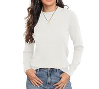 GRECERELLE Pull en tricot doux pour femme, col rond, manches longues, élégant, basique, pour Noël, automne, hiver, printemps, adolescent