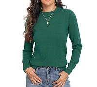 GRECERELLE Pull en tricot doux pour femme, col rond, manches longues, élégant, basique, pour Noël, automne, hiver, printemps, adolescent