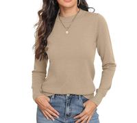 GRECERELLE Pull en tricot doux pour femme, col rond, manches longues, élégant, basique, pour Noël, automne, hiver, printemps, adolescent