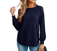 GRECERELLE Pull léger à col rond et manches longues pour femme - Tunique décontractée en tricot, XL