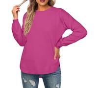 GRECERELLE Pull léger à manches longues et col rond pour femme, rose vif, M