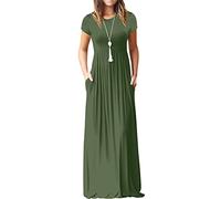 GRECERELLE Robe Maxi d'été Boho Floral Cocktail Midi Polka Dot Wrap Dresses V Neck Casual Party Bohemian Flowy Robe Longue pour Femme, A02 Vert armée, Medium