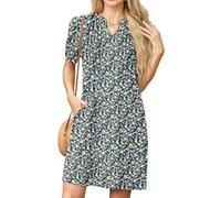 GRECERELLE Robes Femmes Robes d'Été Décontractées Manches Courtes Col en V Robe Droite pour Femmes Dames Robe T-Shirt avec Poches, XXL