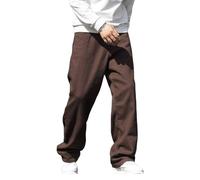 GRECIILOOKS Jean ample surdimensionné à jambe large pour homme - Pantalon en jean ample pour vêtements de rue, tenues de patineur et looks décontractés, marron, 44