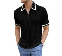 GRECIILOOKS Lot de 2 t-shirts en coton mélangé pour homme - Coupe classique - Élégant - Manches mi-longues - Décontracté - Couleur unie - Tendance - Grande taille, Noir , 3XL