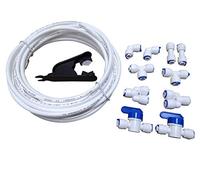 GREDIA Raccords de tube de purificateur d'eau à connexion rapide de 6,35 mm pour système d'osmose inverse d'eau RO (robinet à boisseau sphérique + type L + Y + I + T) + coupe-tuyau en PVC + tuyau de
