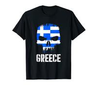 Greece Flag Skull Greek Pride Patriotic T-Shirt
