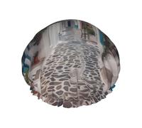Greece Street Bonnet de douche double couche épais réutilisable imperméable avec bande élastique lavable pour homme et femme
