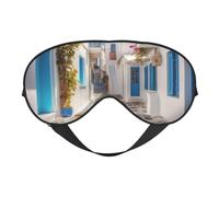 Greece Street Masque de sommeil double face en soie, masque pour les yeux bloquant la lumière réglable pour voyage, homme et femme, bandeau doux et confortable, 20 x 10 cm