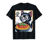 Greedy Cat Pasta Spaghetti Animé Style Vintage Gourmet Cat T-Shirt