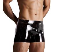 GREEFEI Boxer Latex Noir pour Homme Short Taille Basse,Culotte Homme Lingerie Caoutchouc Vêtements 2XL
