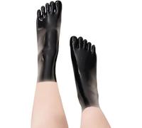 GREEFEI Chaussettes à bout en caoutchouc en latex,chaussettes courtes noires sexy en latex,vêtements accessoires pour femmes et hommes (FR/ES, Alpha/lettres,XL,Taille normale,Noir)