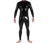 GREEFEI Combinaison en Latex Homme avec Fermeture éclair sur le Devant,Catsuit Classique en Latex Caoutchouc Faite à Main S