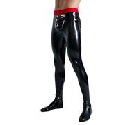 GREEFEI Pantalon en Latex Homme avec Couvre Jambes Amovible à l'avant,Leggings Latex avec Chaussettes Attachées Fait à Main XXL
