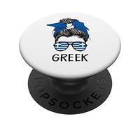 Greek Girl Greek Heritage Greece Flag PopSockets PopGrip Adhésif