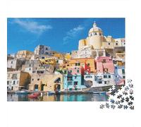 Greek Island Puzzles 1000Pièces Recyclable Matériau Seaside Town Senior Puzzles Impossible Difficile Difficile Stimulant Éducatif Jeu for Hommes 38x26cm/1000pcs