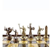 Greek Mythology Chess Set - Brass&Copper - Wooden case Brown Board
