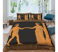 Greek Mythology scène Parure de Lit Microfibre 3 pièces Imprimé en 3D Hypoallergique Ancient Greek Art Ensemble De Literie avec Fermeture Éclair Respirante for Garçons Adolescents Single（140x200cm）