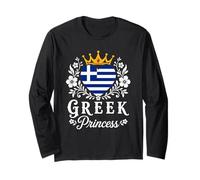 Greek Princess Greece Flag Proud Gr irl Manche Longue