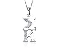 Greekstar Sigma Kappa Vertical Collier argenté avec Une chaîne en Argent de 45,7 cm (Sk-p001)