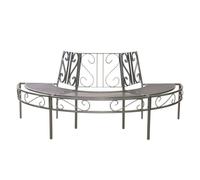 greemotion Banc de jardin circulaire Toulouse - Banc métal industriel en demi-cercle - Banc anthracite extérieur arrondi - Banc en métal design et robuste - Banc look fer forgé