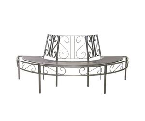 greemotion Banc de jardin circulaire Toulouse - Banc métal industriel en demi-cercle - Banc anthracite extérieur arrondi - Banc en métal design et robuste - Banc look fer forgé