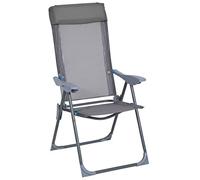 greemotion Chaise de Camping Pliante Lido, Fauteuil de Jardin Inclinable avec Structure en Acier et Dossier Réglable en 5 Positions, Gris/Bleu