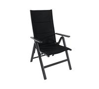 greemotion Chaise pliante de jardin Grenada - Chaise réglable à dossier inclinable - Chaise avec accoudoir noire - Chaise extérieur pliante et inoxydable - Chaise pliante aluminium et textilène
