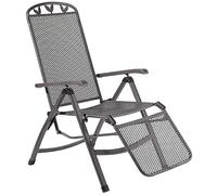 greemotion Chaise relax de jardin Toulouse - Chaise longue avec dossier réglable - Fauteuil multiposition gris anthracite - Bain de soleil ajustable - Transat inclinable avec accoudoir et repose pied