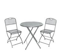 greemotion Ensemble de Jardin Estera, Lot de Mobilier d'extérieur en Acier Plastifié, 3 Pieces Ensemble de Balcon, 1 Table Ronde et 2 Chaises, Gris Fer