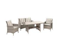 greemotion Ensemble Salon de Jardin Wien, Set de Meubles en Polyéthylène avec Cadre en Acier, Canapé, 2 Fauteuils et Table, Coussins en Polyester Inclus, Gris