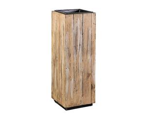 greemotion Jardinière Carrée en Bois Recyclé, Pot de Plantes Haut en Bois FSC 100%, Avec Insert en Plastique Noir, Jardinière Haute Décorative, env. 43,5 x 115 x 43,5 cm, Couleur de Bois Naturel