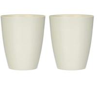 greemotion Pot à orchidée Rond 13 x 13 x 15 cm Ornella Blanc - Pot à Fleurs élégant en Plastique pour l’intérieur - Petit Pot de Fleurs Zen aux Lignes Modernes (Lot de 2)