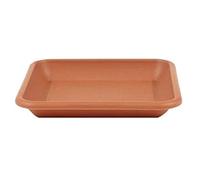 greemotion Soucoupe carrée pour pot de fleur 28 x 28 cm - Dessous de pot de fleur en plastique marron aspect terre cuite - Plateau pour jardinière résistant aux UV et au gel