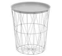 greemotion Table d'appoint Ronde, Panier en Fil Métallique avec Plateau de Service, Table à Panier de Rangement, Ø env. 40 cm, Hauteur env. 45 cm, Blanc