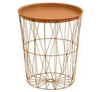 greemotion Table d'appoint Ronde, Panier en Fil Métallique avec Plateau de Service, Table à Panier de Rangement, Ø env. 40 cm, Hauteur env. 45 cm, Cuivre