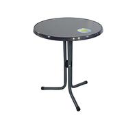 greemotion Table de jardin ronde bistrot - Table de balcon ronde Ø 60 cm - Petite table de jardin 2 personnes - Table extérieur métal couleur gris anthracite - table de jardin pour balcon