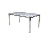 greemotion Table de Jardin Sydney, Table de Terrasse en Acier Inoxydable avec Plaque Vitrocéramique, env. 160 x 74 x 90 cm, Argent/Gris/Noir