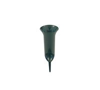 greemotion Vase pour funérailles vert en plastique - Vase pour cimetière moderne et robuste - Vase funéraire pointu Ø11 cm 0,7L