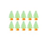 (Green)10Pcs Mini Christmas Tree Decoration Glow in The Dark Resin Crafts DIY Dollhouse Snow Garden Desktop Miniature Xmas Tree Ornament Holiday Decor