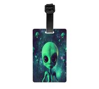Green Alien - Ensemble d'étiquettes de bagage personnalisées avec sangle pour valises, sacs, kit de golf.