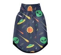 Green Alien, UFO, Comet, Star, Sun, Wars on Dark Gilet d'hiver pour animal domestique avec trous de suspension, coupe-vent en polaire extra chaude pour chien et chat Taille L
