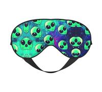Green Aliens Masque de sommeil double face doux et confortable bloquant la lumière pour le repos nocturne