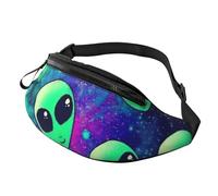 Green Aliens Print Sac banane unisexe réglable sécurisé pour voyage, randonnée, cyclisme et course à pied