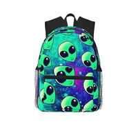 Green Aliens Sac à dos de voyage élégant léger avec protection de l'eau pour ordinateur portable pour le travail universitaire Noir Taille unique Noir, Noir , Rozmiar uniwersalny