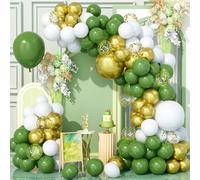 Green And Gold Balloon Arch Kit, 136 Pieces Garland Balloons Metallic Gold Olive Green White For Birthday Baby Shower Wedding Carnival Supplies Party Decoration