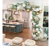 Green And Gold Birthday Balloon Arch, Green Gold Balloon Arch Kit, Green Gold White And Confetti, For Baby Shower, Birthday Balloons, Wedding Arch Decor, Girl'S Christening