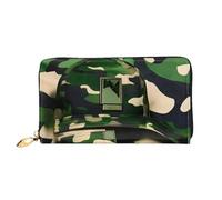 Green Army Digital Camouflage Print Cellphone Credit Card Money Holder Wallet Leather Women Card Wallet Zipper Pocket, Black, One Size, Noir/blanc, One Size