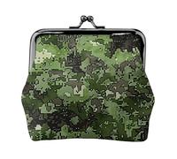 Green Army Digital Camouflage Print Coin Purse for Women Cute PU Leather Kiss-lock Change Purse Wallet, Black, One Size, Pattern, Noir , Taille unique, Motif :